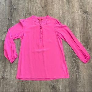 Lilly Pulitzer Lana Ray Silk Top In Prosecco Pink - Small